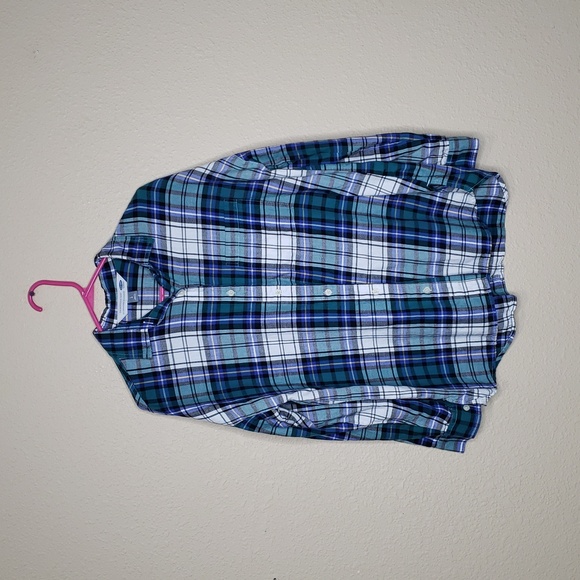 Old Navy Womens The Boyfriend Shirt Flannel Button Up Shirt Size L Country Layer - Picture 5 of 12